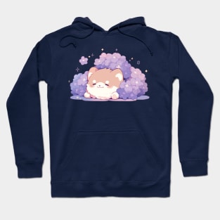 Purple Flowers Kawaii Baby Shiba Inu Hoodie